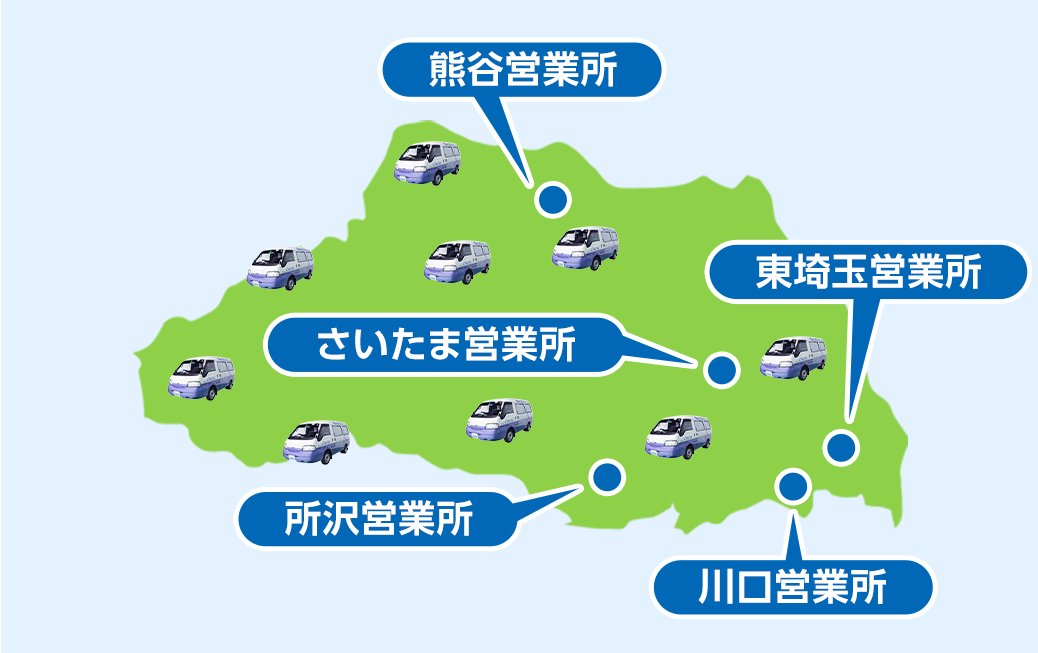 北本市の広域でサービス対応