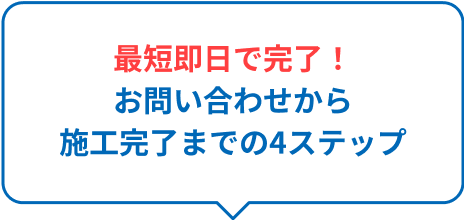 画像：最短即日で完了！お問い合わせから施工完了までの4ステップ