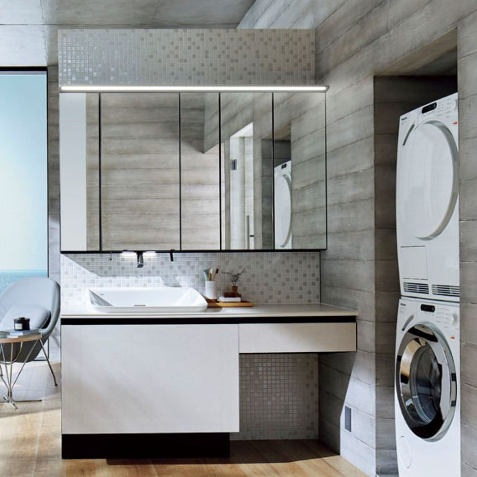 ルミシス　ハイバックベッセル 　幅1500㎜　4面鏡（ルミシス｜LIXIL）の洗面所・洗面台リフォーム・交換