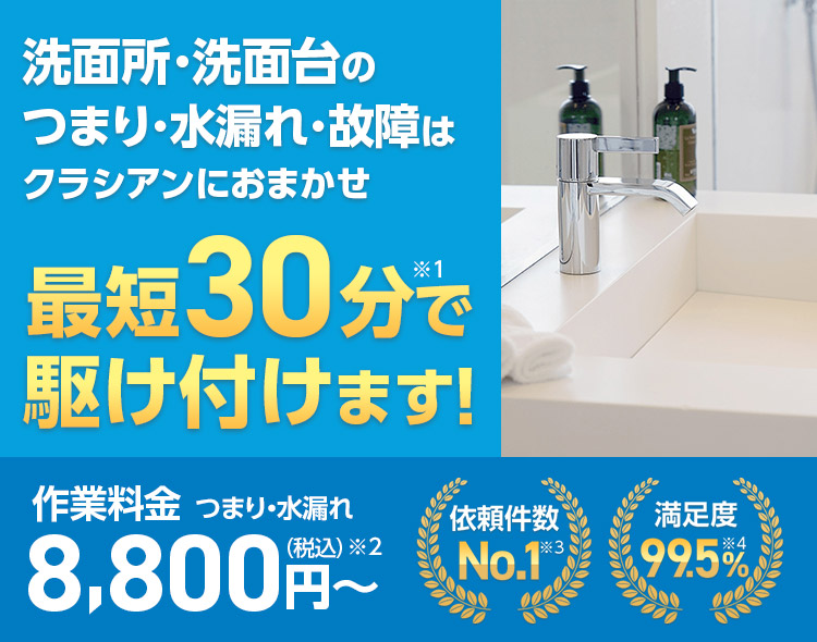 クラシアン 洗面所 洗面台の排水口つまり 水漏れ修理交換と料金
